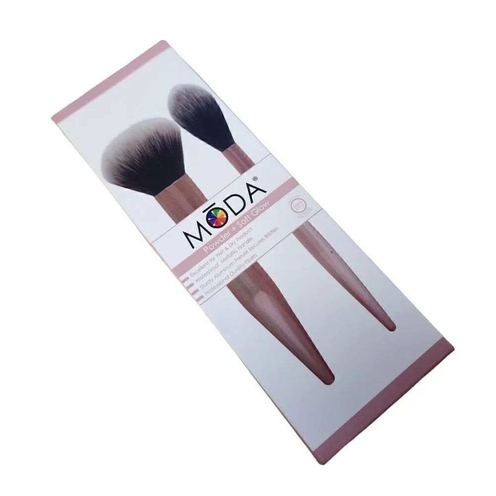 Moda Set of 2 Makeup Brushes. Powder Brush and Soft Glow Brush.